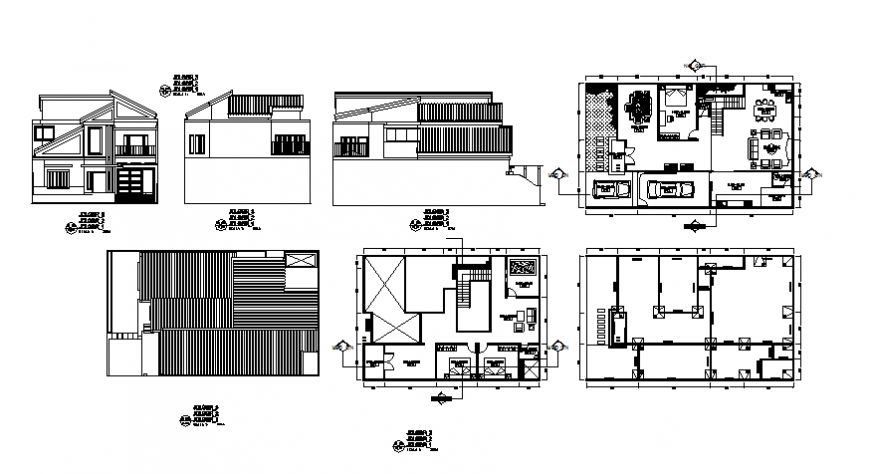 Plan and elevation housing plan autocad file