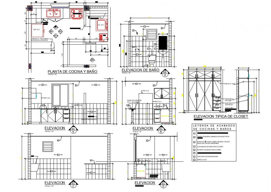 Kitchen Layout Plan and Elevation Design in DWG File