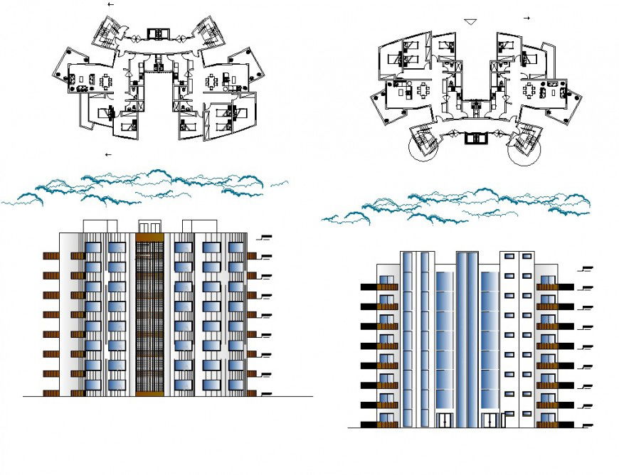 Plan and elevation multi family autocad file