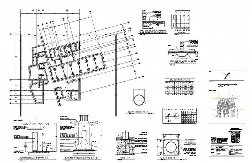Plan and elevation of column with column plan construction detail dwg file
