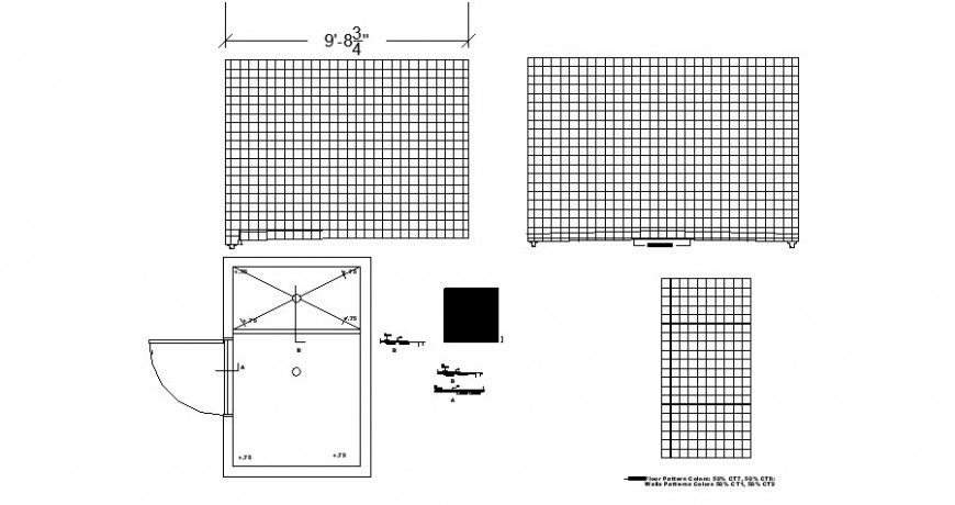 Plan and elevation of door blocks with room detail 2d view dwg file