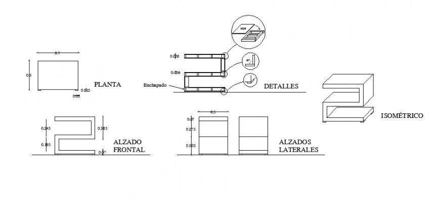 Plan and elevation of furniture units autocad file