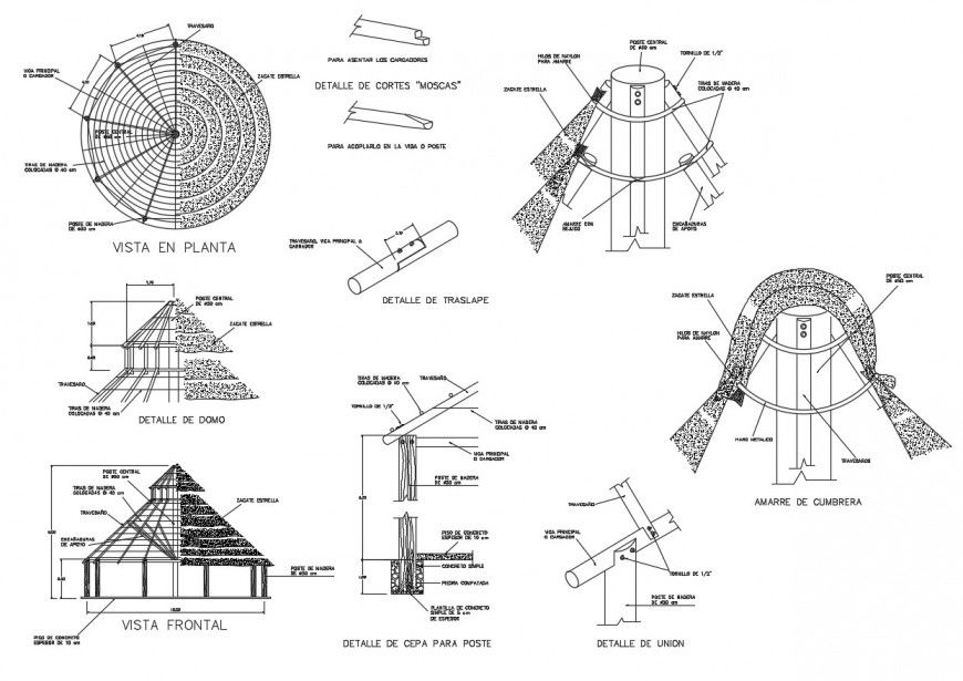 Plan and elevation of Gazebo detail 2d view CAD structural block autocad file