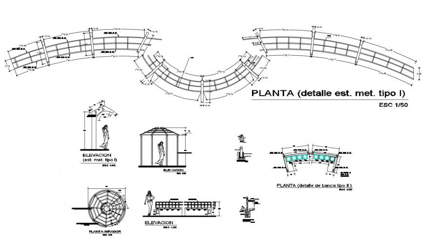 Plan and elevation of gazebo detail 2d view CAD structural unit autocad file