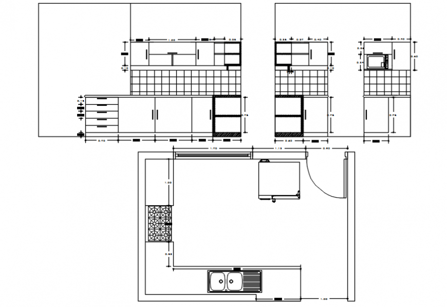 Plan and elevation of kitchen in AutoCAD file