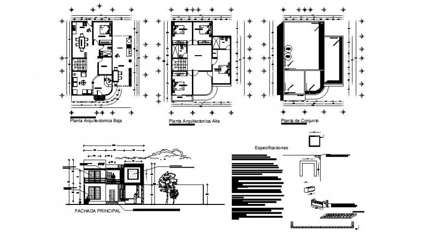 Plan and elevation of residential area in auto cad file