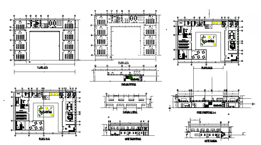 Plan and elevation of restaurant in auto cad file