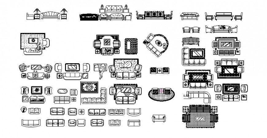Sofa Set CAD Plan with Elevation in AutoCAD Drawing