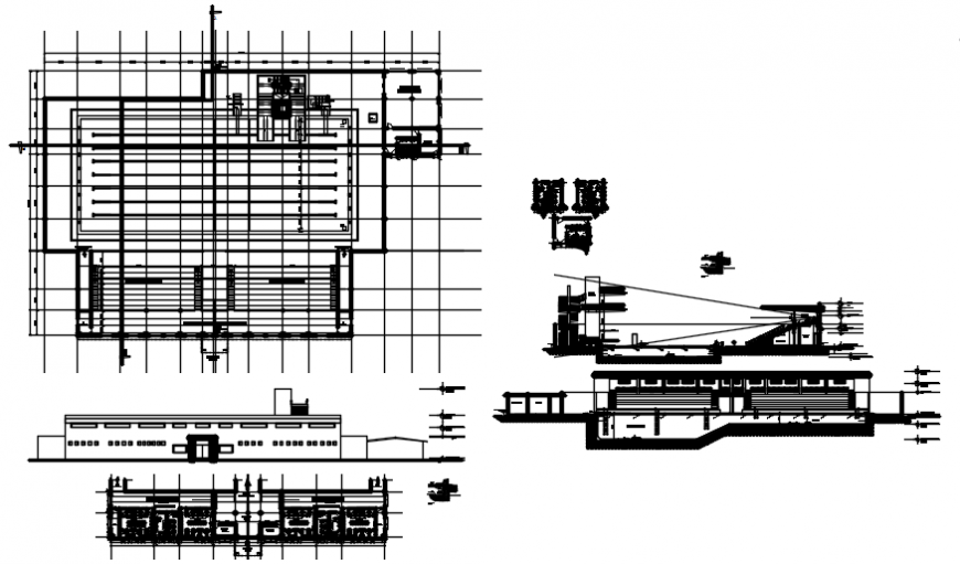 Plan and elevation of swimming pool area in auto cad file