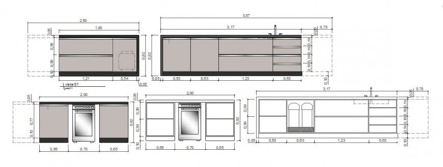 Plan and elevation of table in AutoCAD file