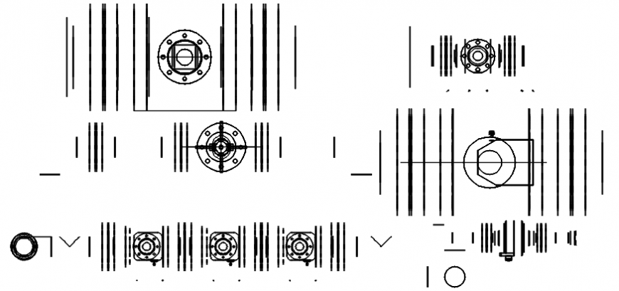Plan and elevation of tube plumbing detail in AutoCAD file