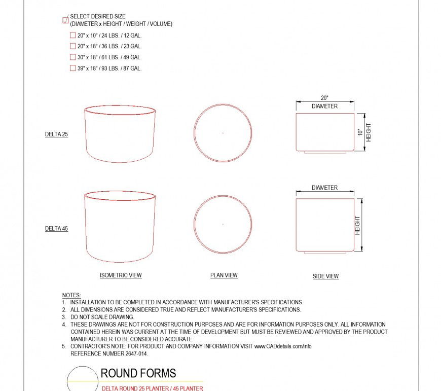Plan and elevation Round forms plan autocad file