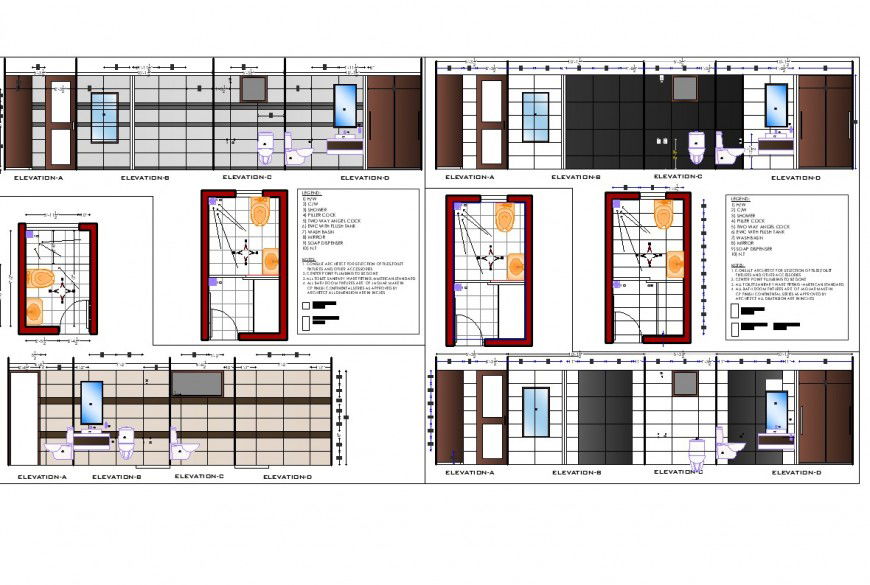 Plan and elevation toilet detail dwg file