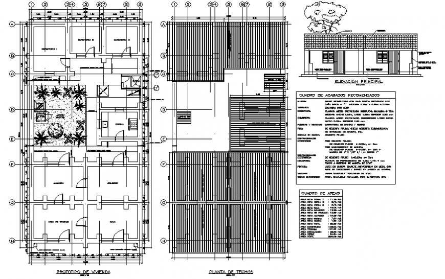 Plan and elevation villa house plan layout file