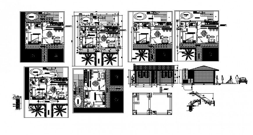 Plan and elevation with necessary detail of housing in AutoCAD