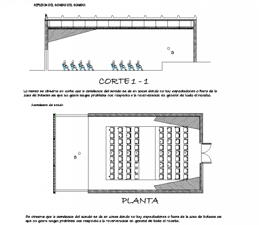 Plan and section acoustic detail autocad file