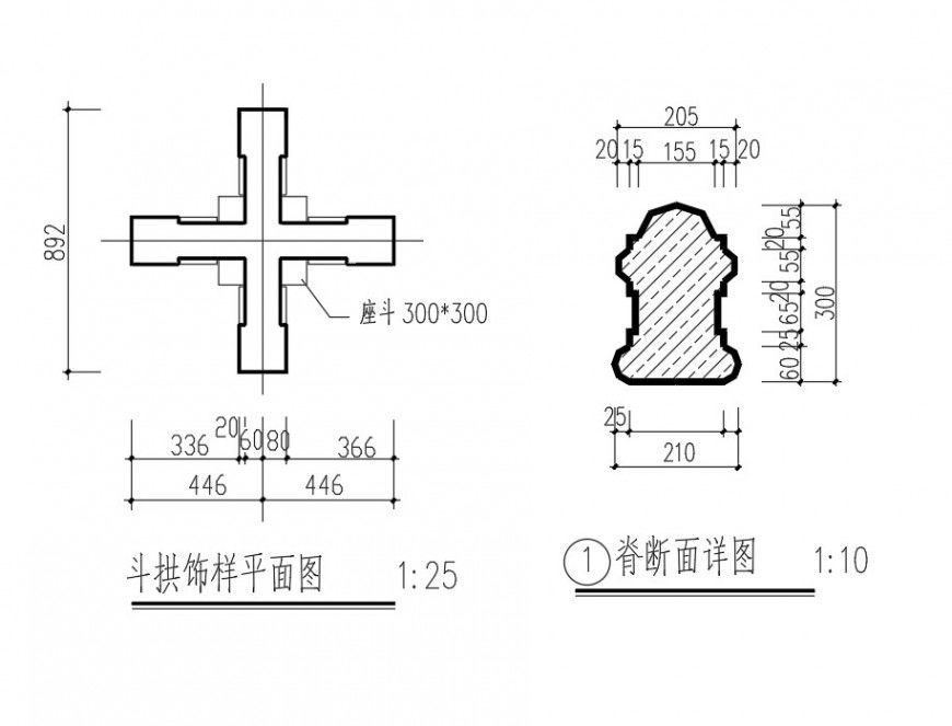 Plan and section arches autocad file
