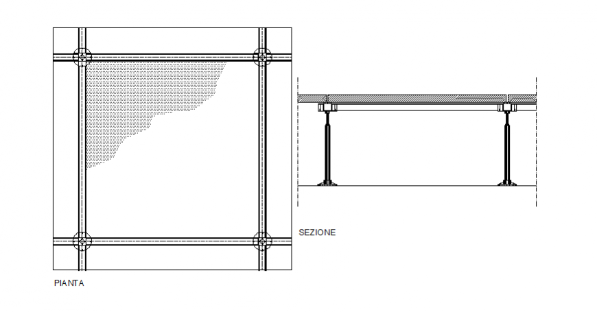 Plan and section floating floor layout file