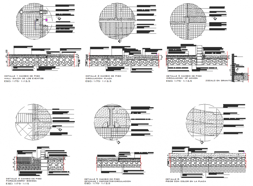 Plan and section floor detail dwg file