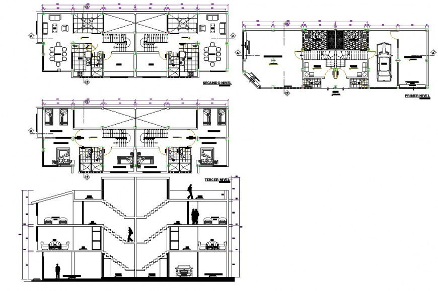 Plan and section multi family layout file