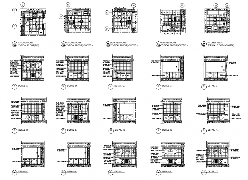 Plan and section of Kitchen structure layout file in autocad format