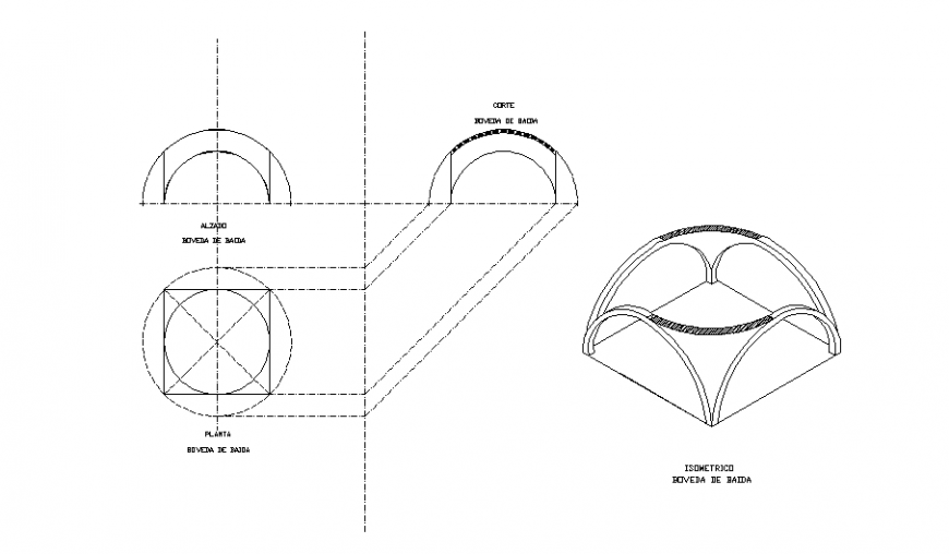Plan and section vault baida detail dwg file