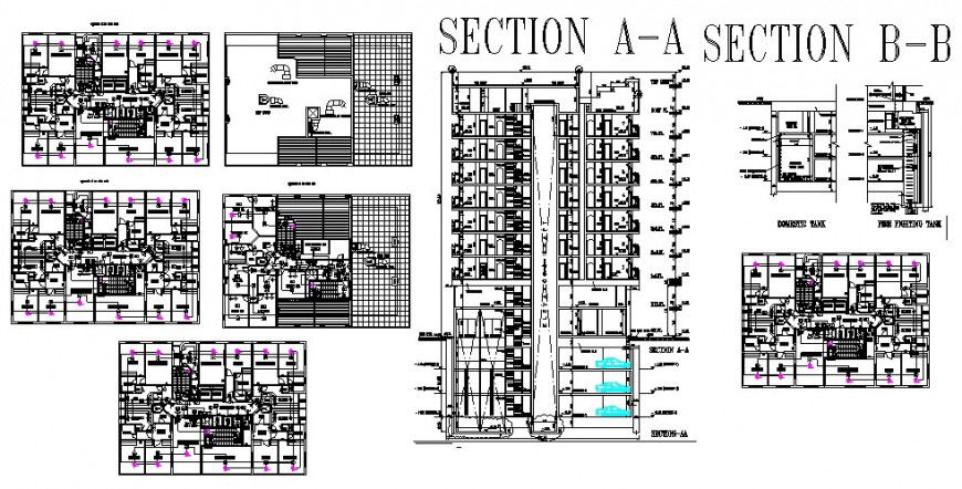 Plan and section view of government defense in auto cad