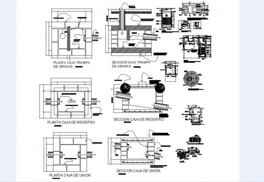Plan and section view of hydraulic tube position in auto cad file