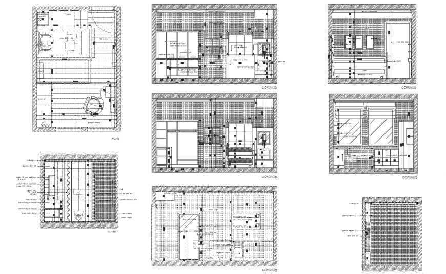 Plan and section view of residential area in autocad file
