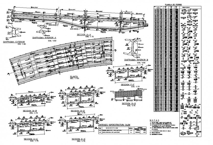 Plan and sectional detail of bridge structure 2d view CAD construction block layout dwg file
