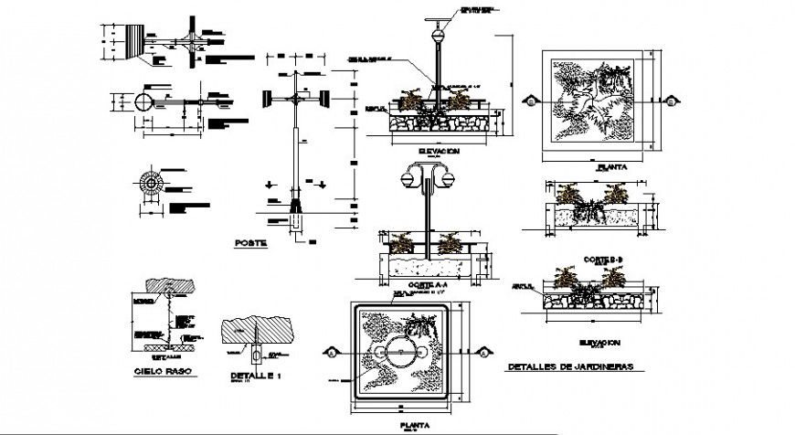 Plan and sectional detail of electrical component layout file autocad file