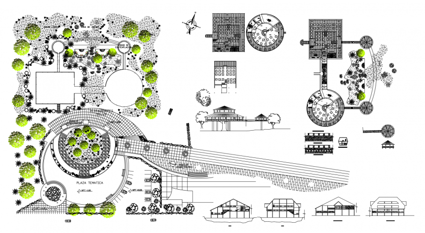 Plan and sectional detail of hotel building with area autocad file