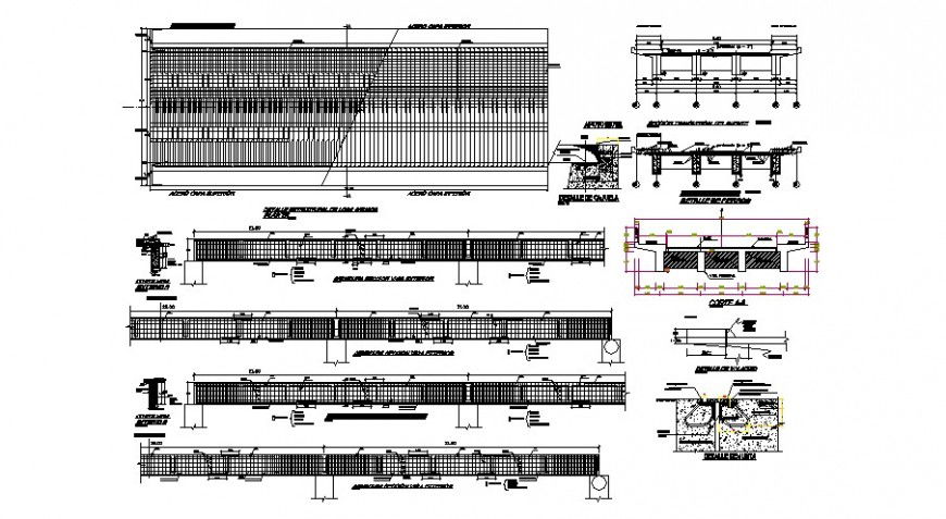 Plan and sectional detail of RCC structure 2d view autocad file