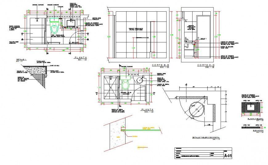 Plan and sectional detail of sanitary bathroom block detail 2d view autocad file
