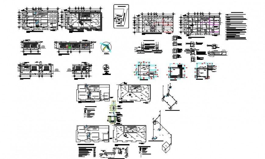 Plan and sectional detail of store building block autocad file