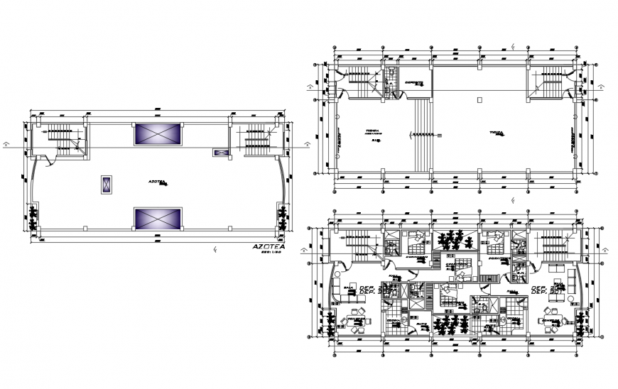 Plan and terrace area plan of hotel in autocad file