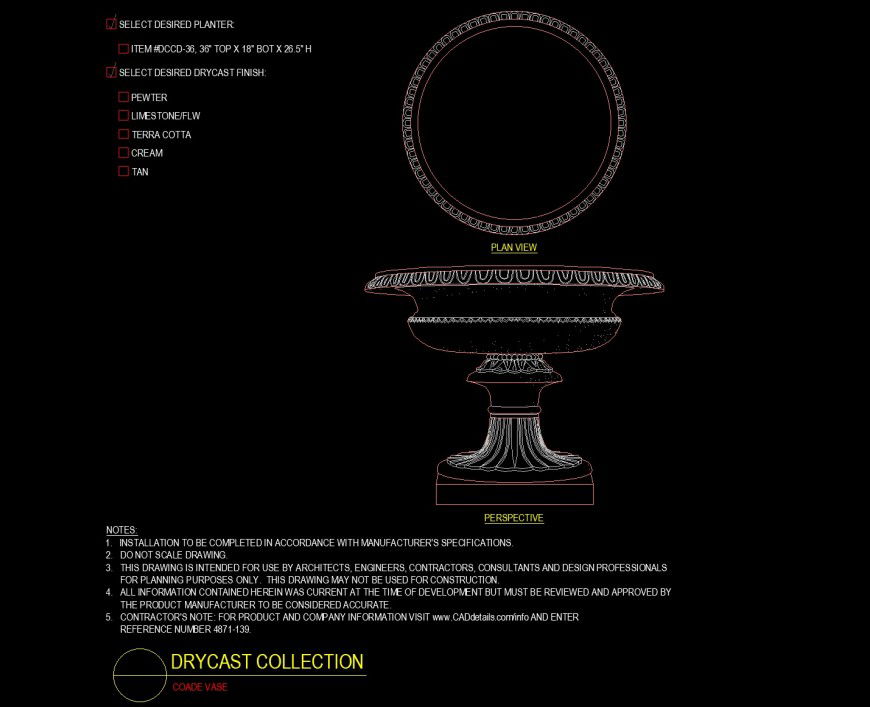 Plan and view of Paloma large jar in dwg file.