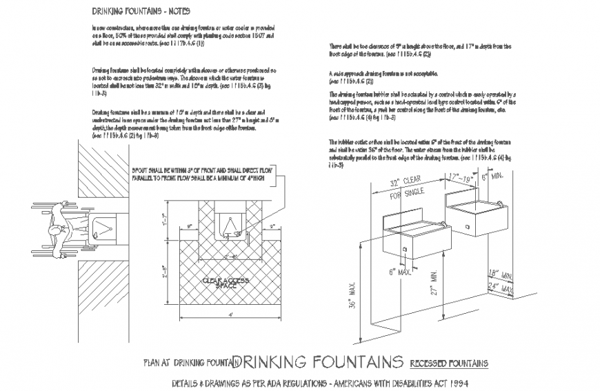 Plan at  drinking fountain details & drawings
