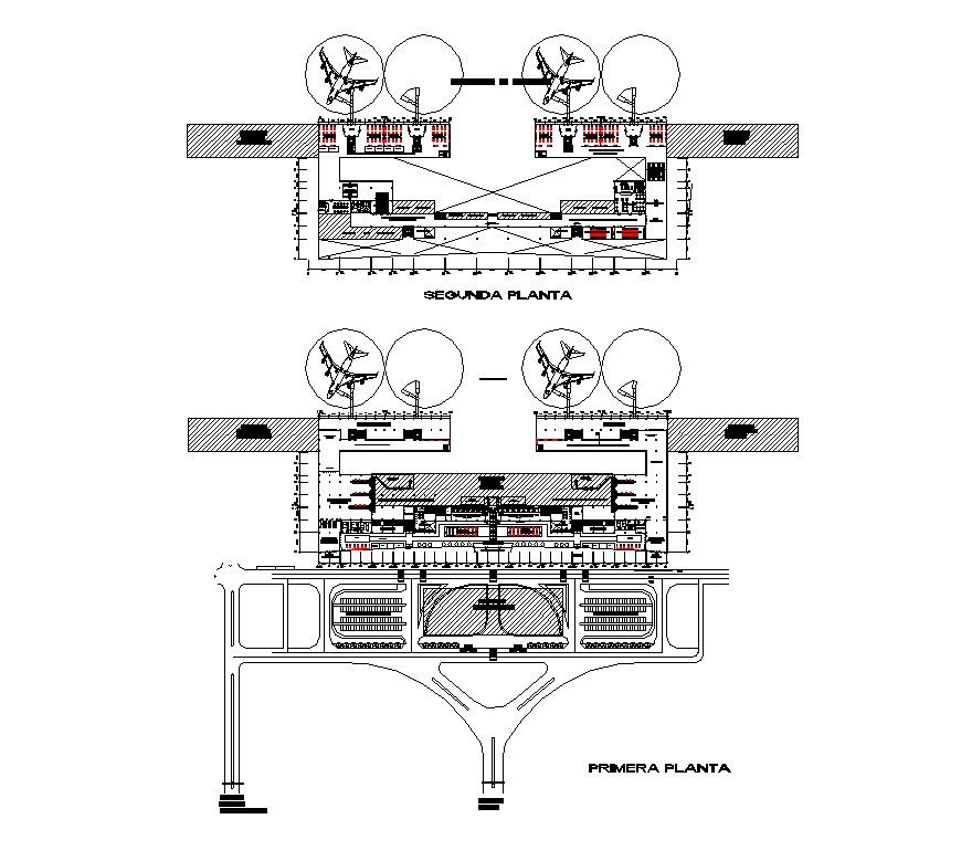 Plan detail of airport structure 2d view CAD structural block layout file in dwg format