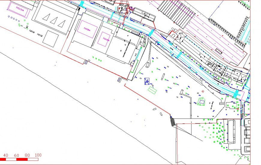 Plan detail of an area 2d view CAD block layout file in dwg format