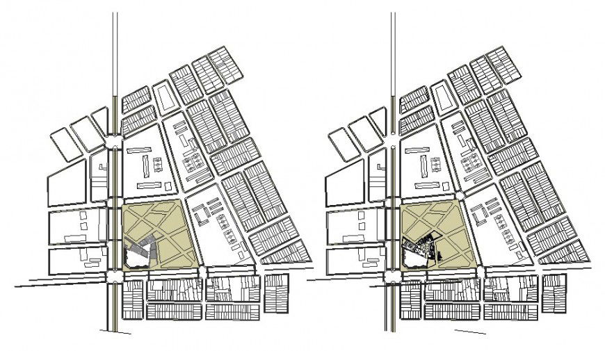Plan detail of an area detail 2d view CAD mapping block AutoCAD file