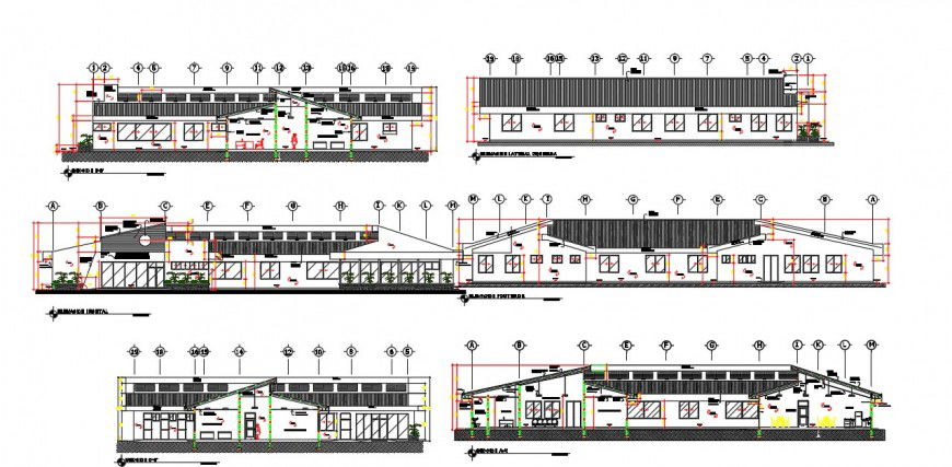 Plan detail of commerce building 2d view layout plan autocad file