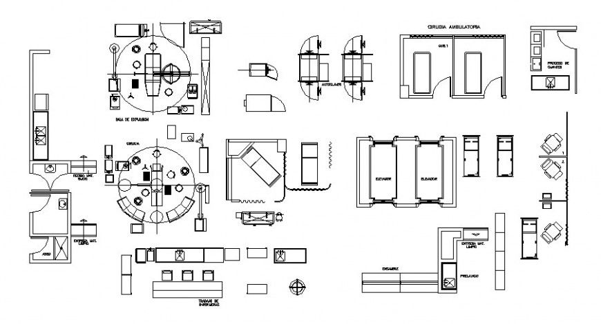 Plan detail of furniture units and appliances 2d view dwg file