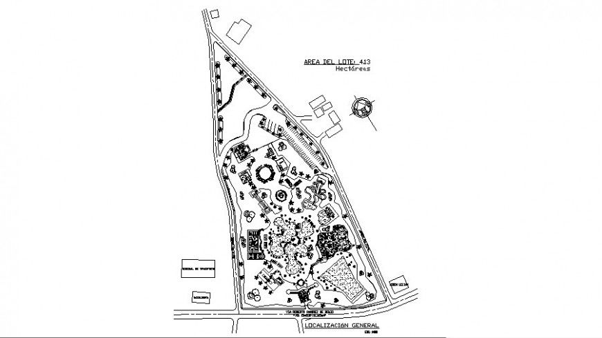 Plan detail of Public park 2d view CAD block layout file in dwg format