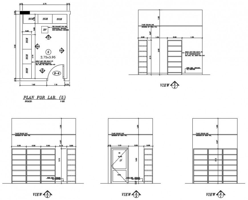 Plan for lab sub division elevation AutoCAD software