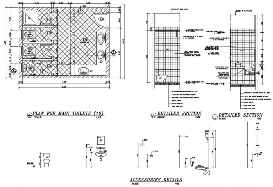 Plan for main toilets AutoCAD file
