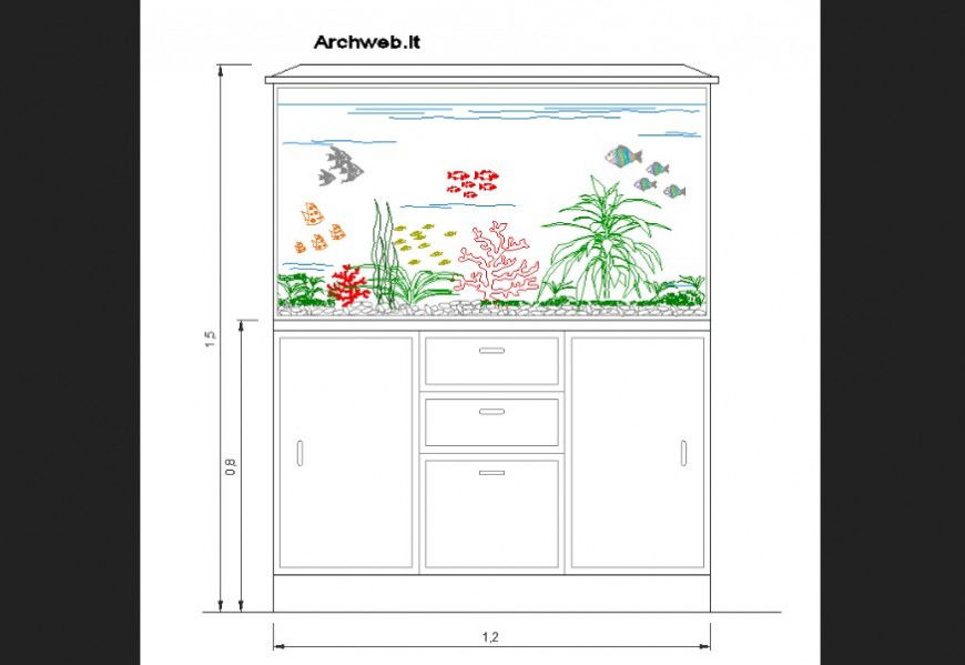 Fish Tank CAD Plan with Detailed Layout in AutoCAD DWG File