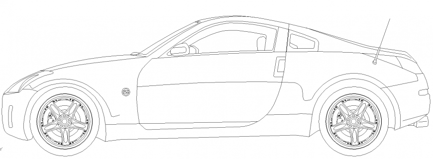 Plan of a four wheeler vehicle with a detailing dwg file.