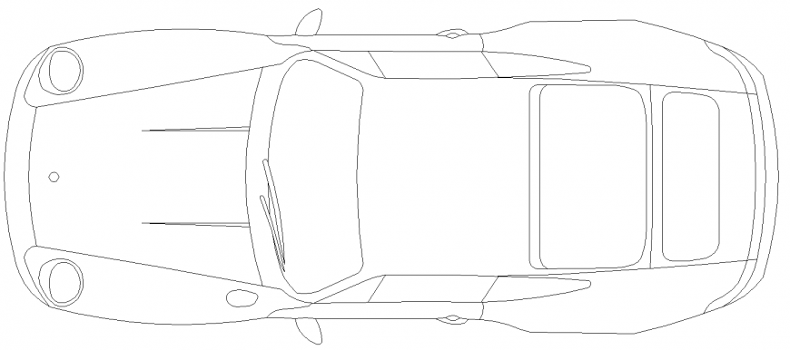 Plan of a four wheeler vehicle with detailing dwg file.