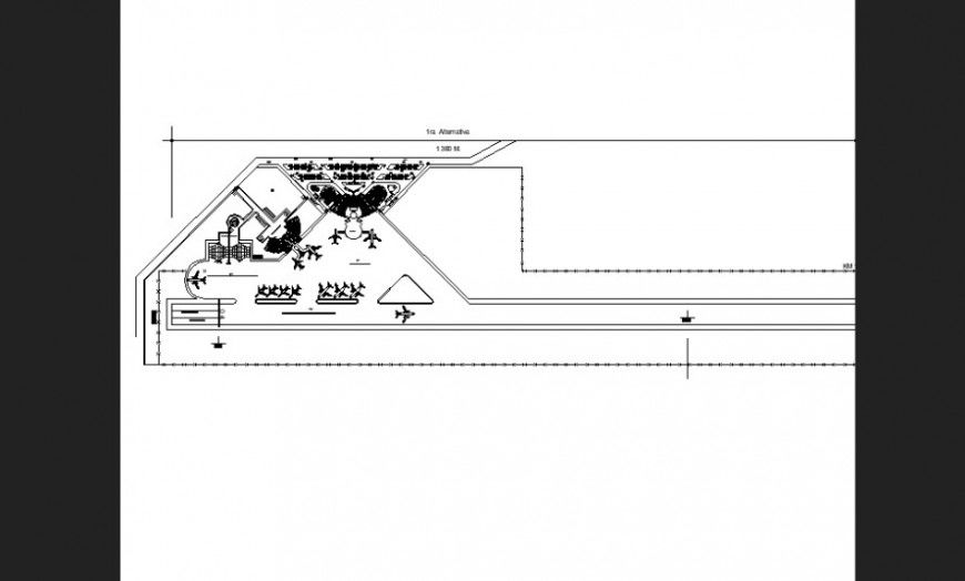 Plan of an airport with detail dwg file.